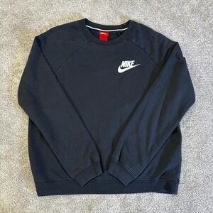 Vintage 90s Nike Black Crewneck Sweatshirt Medium White Swoosh Logo Classic